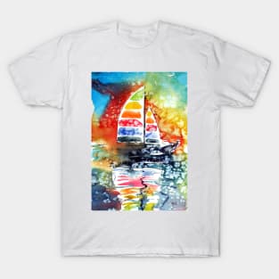 Sailboat at sunset T-Shirt